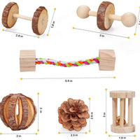 Dono Hamster Chew Toys - Natural Wooden Play Toy Exercise Bell Roller Teeth Care Molar Toy for Guinea Pig Chinchilla Hamster Parrot Bunny Other Small Animals - BESTMASCOTA.COM