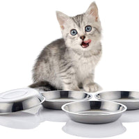VENTION Global Wansheng - Plato de comida para gatos, cuencos de acero inoxidable para mascotas, plato poco profundo para gatos, cuencos de comida para perros, 10-42 onzas - BESTMASCOTA.COM