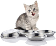 VENTION Global Wansheng - Plato de comida para gatos, cuencos de acero inoxidable para mascotas, plato poco profundo para gatos, cuencos de comida para perros, 10-42 onzas - BESTMASCOTA.COM