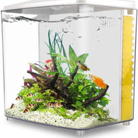 YCTECH kit de iniciación de acuario de 1,4 galones Betta Fish Tank Goldfish Tank con luz LED y bomba de filtro blanco y negro - BESTMASCOTA.COM