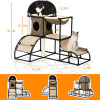 Árbol para gatos grandes, superestable con postes para arañar, hamaca para gatos con tubo de plástico extra grueso y franela cómoda, perchas acogedoras de 42 pulgadas - BESTMASCOTA.COM