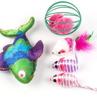 Cossy - Juego de 18 juguetes para gatos, incluye mordedor de plumas de gato, varita interactiva, ratón esponjoso, bolas arrugadas para gato, cachorro, gatito y gatito - BESTMASCOTA.COM