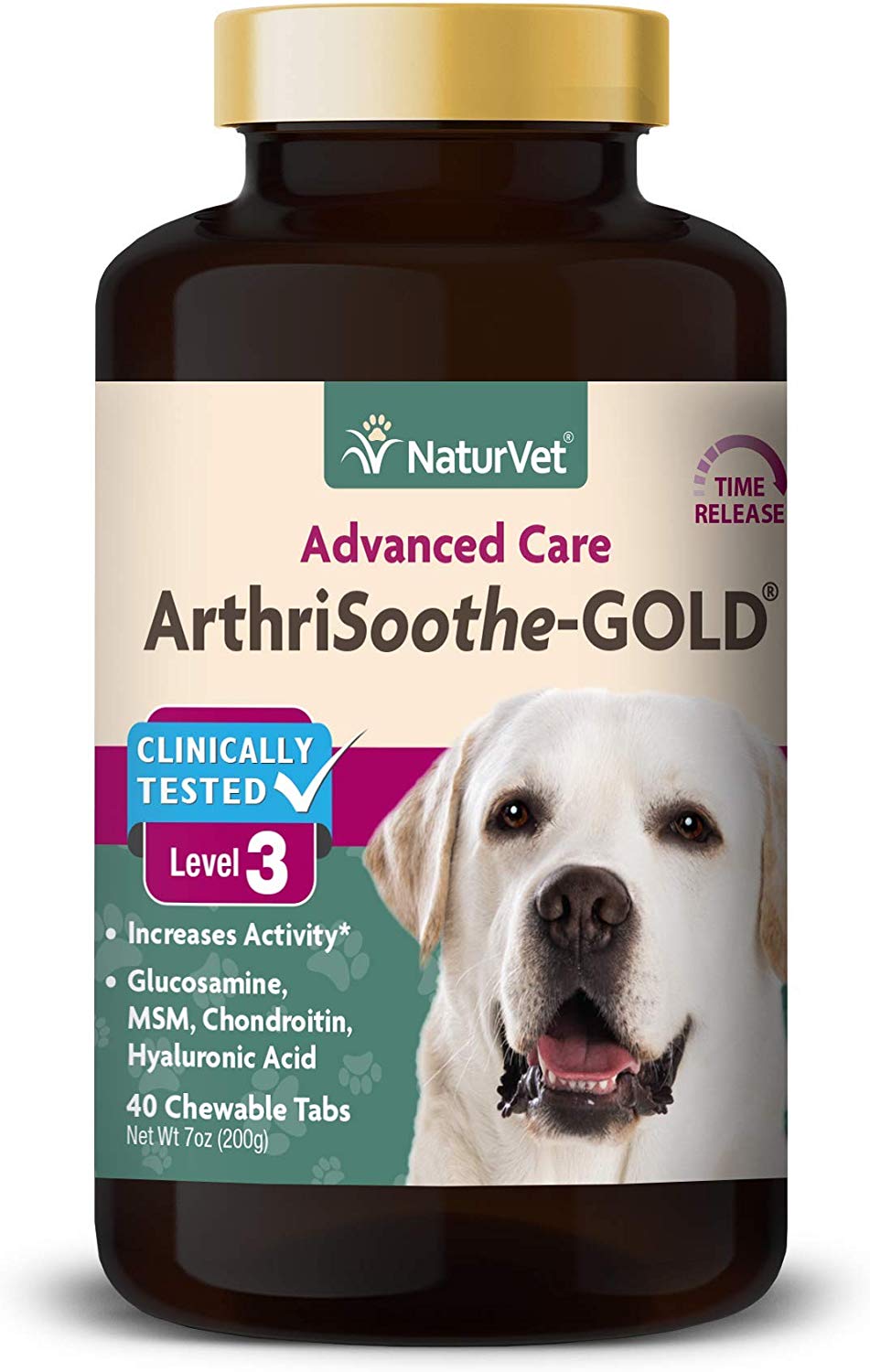 naturvet clínicamente probado arthrisoothe-gold Cuidado de Articulaciones Nivel 3 Advanced para perros y gatos, Chewable Pastillas, fabricado en EE. UU. - BESTMASCOTA.COM