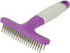 Rastrillo de aseo para perros caniche | Herramienta de degustación con peine de acero inoxidable para mascotas | 2 filas de alfileres quitan suavemente el pelo suelto o enrrollado de la capa inferior | Mango morado - BESTMASCOTA.COM