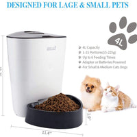 ROMEKER Comedero automático para gatos, 4 L, alimentador inteligente para mascotas, dispensador automático de comida para perros, gatos, alimentador de comida para perros grande, 6 comidas, temporizador programable, batería de control de porciones, alimen - BESTMASCOTA.COM