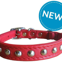 Outlaw rojo Studded piel Seguridad gato collar - BESTMASCOTA.COM