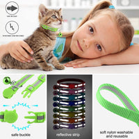 Milliepet - 8 collares reflectantes para gato con campana de nailon colorido ajustable para Kitty - BESTMASCOTA.COM