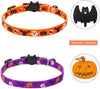 PAWCHIE 2 collares para gatos de Halloween con campana ajustable Breakaway Cat Collar con patrón de murciélago de calabaza para fiesta de Halloween - BESTMASCOTA.COM