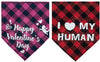 PUPTECK Valentine's Day Dog Bandana - 2 Pack Sweet Plaid Triangle Bibs Scarf Accessories for Dogs Cats Pets, I Love My Human, Happy Valentine's Day, Super Soft Scarf, Red and Pink - BESTMASCOTA.COM