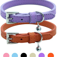 PUPTECK - 2 collares de piel suave para gato, color naranja, morado, negro, caqui, rosa, azul - BESTMASCOTA.COM