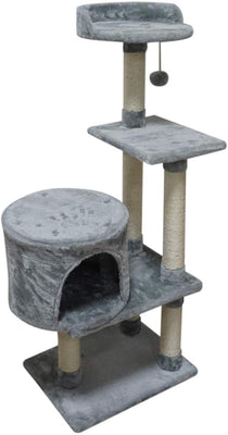 FISH&NAP Cat Tree Cat Tower Cat Condo Sisal Scratching Posts with Jump Platform Cat Furniture Activity Center Play House Grey - BESTMASCOTA.COM