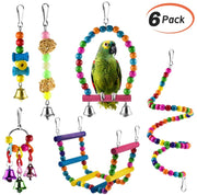 KATUMO 6 piezas de juguetes para loros de aves, columpio para pájaros, hamaca colgante colorida, campana, escalera para mascotas, juguetes para pájaros, loros, periquitos, conure, cacatiel, miynah, pájaros de amor - BESTMASCOTA.COM