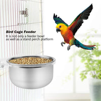 HEEPDD Stainless Steel Hanging Bowl Bird Food Feeding Dish Water Seed Feeder Bird Cage Accessories with Screw Attachment for Macaw African Greys Parakeet Cockatoo Cockatiel Conure Lovebird - BESTMASCOTA.COM