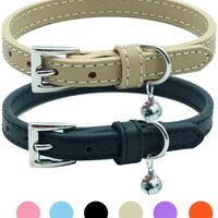 PUPTECK - 2 collares de piel suave para gato, color naranja, morado, negro, caqui, rosa, azul - BESTMASCOTA.COM
