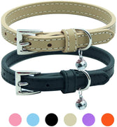 PUPTECK - 2 collares de piel suave para gato, color naranja, morado, negro, caqui, rosa, azul - BESTMASCOTA.COM