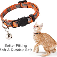 PUPTECK Collar para gato con campana – Juego de 3 collares para gato a cuadros Breakaway, collares de seguridad ajustables para cachorro, naranja, rojo y verde - BESTMASCOTA.COM