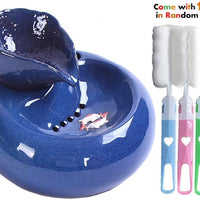 Jyipsonm - Fuente de agua de cerámica para gatos, automática, dispensador de agua eléctrico para perros, cuenco de agua ultrasilencioso para gatos y perros, color azul - BESTMASCOTA.COM