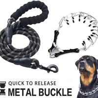 Collar profesional para perro con pinza de perro, tamaño ajustable con hebilla de liberación rápida de acero inoxidable, collar de perro con puntas cómodas, correa resistente - BESTMASCOTA.COM