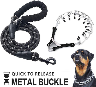 Collar profesional para perro con pinza de perro, tamaño ajustable con hebilla de liberación rápida de acero inoxidable, collar de perro con puntas cómodas, correa resistente - BESTMASCOTA.COM
