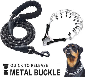 Collar profesional para perro con pinza de perro, tamaño ajustable con hebilla de liberación rápida de acero inoxidable, collar de perro con puntas cómodas, correa resistente - BESTMASCOTA.COM