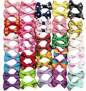 chenkou Craft 50pcs/25pairs Nueva Combinación de lazos de pelo de perro con clips Pet Grooming Productos colores varía patrones lazos de pelo de mascotas perro accesorios - BESTMASCOTA.COM