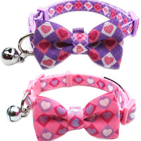 Collar de gato azuza con campana, ajustable para gato con pajarita, collares de seguridad para gatos, paquete de 2 - BESTMASCOTA.COM