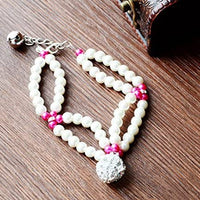 PetFavorites - Collar de perlas de 2 filas de diamantes de imitación para mascotas, gatos - BESTMASCOTA.COM