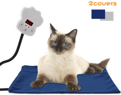 Popsky - Almohadillas de calentamiento para mascotas para perros y gatos, alfombrilla eléctrica de calentamiento para mascotas con cable resistente a las masticaciones y cubierta suave extraíble, ajuste de temperatura de 7 niveles ajustable para mascotas, - BESTMASCOTA.COM