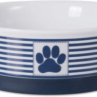 Bone Dry DII Paw Patch & Stripes Ceramic Pet Bowl for Food & Water with Non-Skid Silicone Rim for Dogs and Cats - BESTMASCOTA.COM