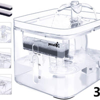 Fuente de agua Pecute para gatos, 3 l/3 modo de salida automático, diseño transparente, dispensador de agua para perro con 2 filtros reutilizables para gatos, perros, múltiples mascotas - BESTMASCOTA.COM