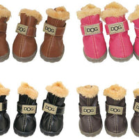 Botas antideslizantes para perros, envío desde Estados Unidos, zapatos calientes para el invierno, antideslizantes, protectores de patas, set de 4 piezas con un anillo de pelo - BESTMASCOTA.COM