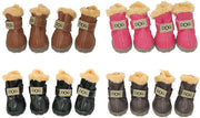 Botas antideslizantes para perros, envío desde Estados Unidos, zapatos calientes para el invierno, antideslizantes, protectores de patas, set de 4 piezas con un anillo de pelo - BESTMASCOTA.COM