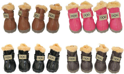 Botas antideslizantes para perros, envío desde Estados Unidos, zapatos calientes para el invierno, antideslizantes, protectores de patas, set de 4 piezas con un anillo de pelo - BESTMASCOTA.COM
