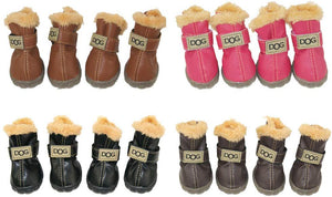 Botas antideslizantes para perros, envío desde Estados Unidos, zapatos calientes para el invierno, antideslizantes, protectores de patas, set de 4 piezas con un anillo de pelo - BESTMASCOTA.COM