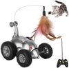 Juguete de plumas de gato SlowTon, forma de ratón, movimiento interactivo, automático, rata robótica, sonido, para gatitos, estimulación de instintos de caza de gatos, regalos divertidos para mascotas (no incluye batería) - BESTMASCOTA.COM