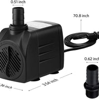 Homasy 400GPH Bomba sumergible de 25 W, bomba de agua de fuente ultra silenciosa con cable de alimentación de 5.9 pies, 2 boquillas para acuario, tanque de peces, estanque, hidroponía, estatuario - BESTMASCOTA.COM
