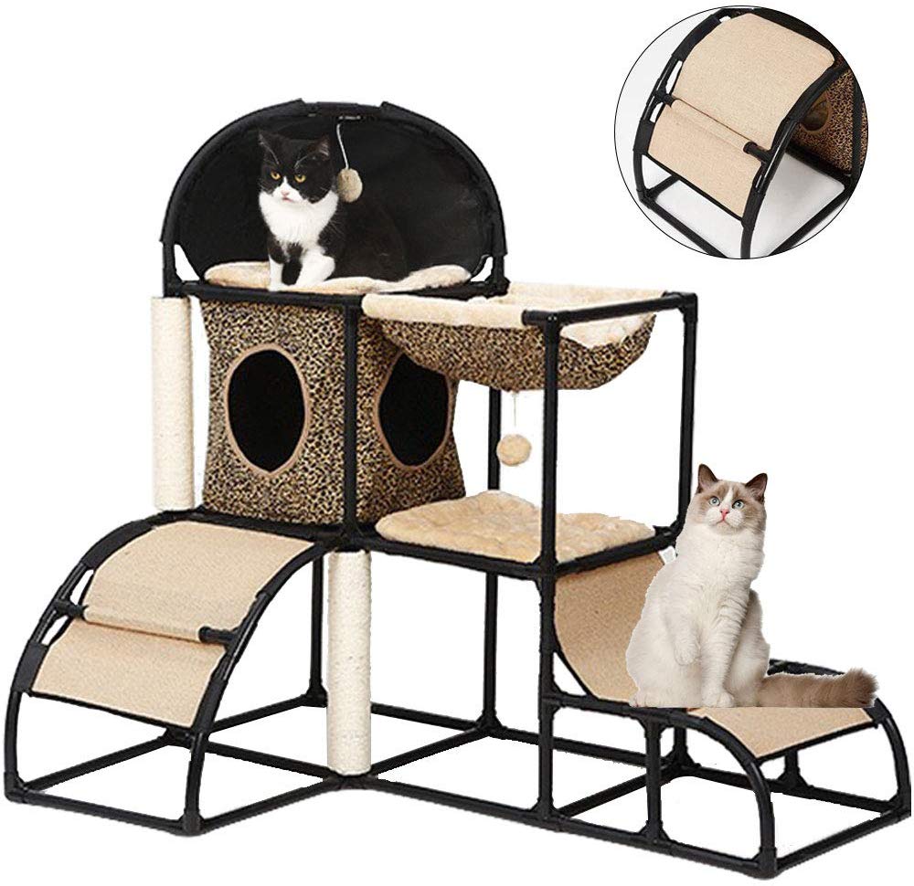 Hamaca para gatos con 3 escalones, estantes y perchas para gatos