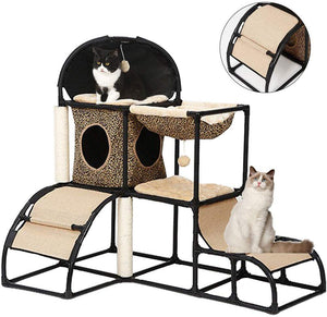 Árbol para gatos grandes, superestable con postes para arañar, hamaca para gatos con tubo de plástico extra grueso y franela cómoda, perchas acogedoras de 42 pulgadas - BESTMASCOTA.COM