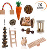 Pikakos Juguetes para masticar hámster, 8/10 piezas, accesorios para jaula de ratas para animales pequeños, cobaya, chinchilla, conejo, juguetes para ocultar y cuidar los dientes - BESTMASCOTA.COM