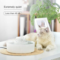 Fuente de agua de cerámica para mascotas Cepheus 360, fuente avanzada de agua de porcelana para gatos, 70 onzas. Fuente de agua para beber para gatos y perros con filtros de repuesto y espuma (blanco) - BESTMASCOTA.COM
