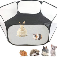 Amakunft C&C - Tienda de campaña para animales pequeños, transpirable y transparente, para mascotas, para exteriores e interiores, valla de ejercicio portátil para perritos de Guinea, conejos, hámster, chinchillas y erizos, Negro - BESTMASCOTA.COM