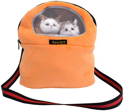 Asoract - Bolsa portadora para hámster, bolsa de transporte para mascotas supersuave, forro polar coral, bolsa de viaje portátil con correa ajustable para el hombro y malla transpirable para deslizador, etc. - BESTMASCOTA.COM