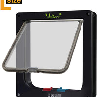 Puerta de gato Ycozy de 4 vías de bloqueo para gatos, gatos, gatos, gatitos, perros pequeños, fácil de instalar en puertas, ventanas, armario y paredes - BESTMASCOTA.COM