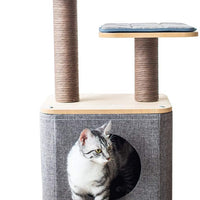 Torre de árbol para gatos con cuerda de papel cubierta de cuerda para rascar el centro de actividad para escalada, relajarse y jugar. - BESTMASCOTA.COM