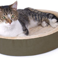 K&H Pet Products 3701 Thermo-Kitty Cuddle Up Heated Pet Bed Mocha 16" 4W - BESTMASCOTA.COM