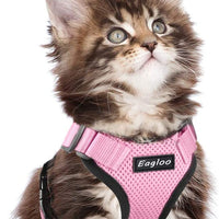 Eagloo Arnés de gato a prueba de escape, arnés de malla suave ajustable para gato con correa reflectante de metal para caminar chaqueta cómoda para mascotas Gatito cachorro conejo - BESTMASCOTA.COM