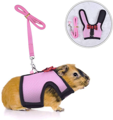 Small Pet Ferret Harness Lessh with Safe Bell, No Pull Comfort Padded Vest Durable Nylon Guinea Pig Harness and Leash Set Adjustable All Season for Rats, Iguana, Hamster, Bearded Dragon and Small Dog - BESTMASCOTA.COM