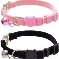 KOOLTAIL - Collar para gato con diseño de calavera con campana, 2 collares para mascotas con hebilla de seguridad, accesorio para gatos, gatitos, color negro y rosa - BESTMASCOTA.COM