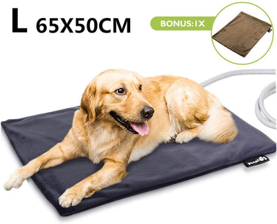 Pecute - Almohadilla de calentamiento para mascotas, de bajo voltaje, segura y eléctrica, para perros y gatos, con cable resistente a las masticaciones y capa impermeable (2 fundas) - BESTMASCOTA.COM