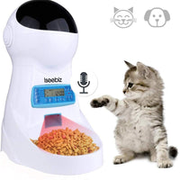 Iseebiz - Comedero automático para gatos, dispensador de comida para mascotas de 3 litros, para perros de gatos medianos y grandes, 4 comidas, grabadora de voz y temporizador, programable, control de porciones - BESTMASCOTA.COM